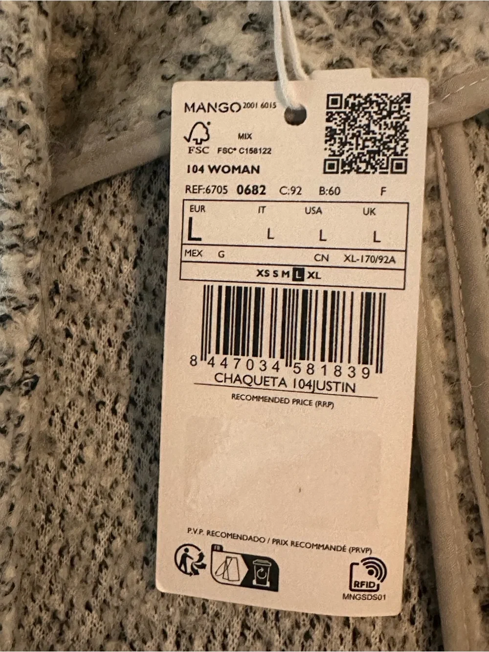 NWT Mango Gray Marled Belted Wrap Trench Coat